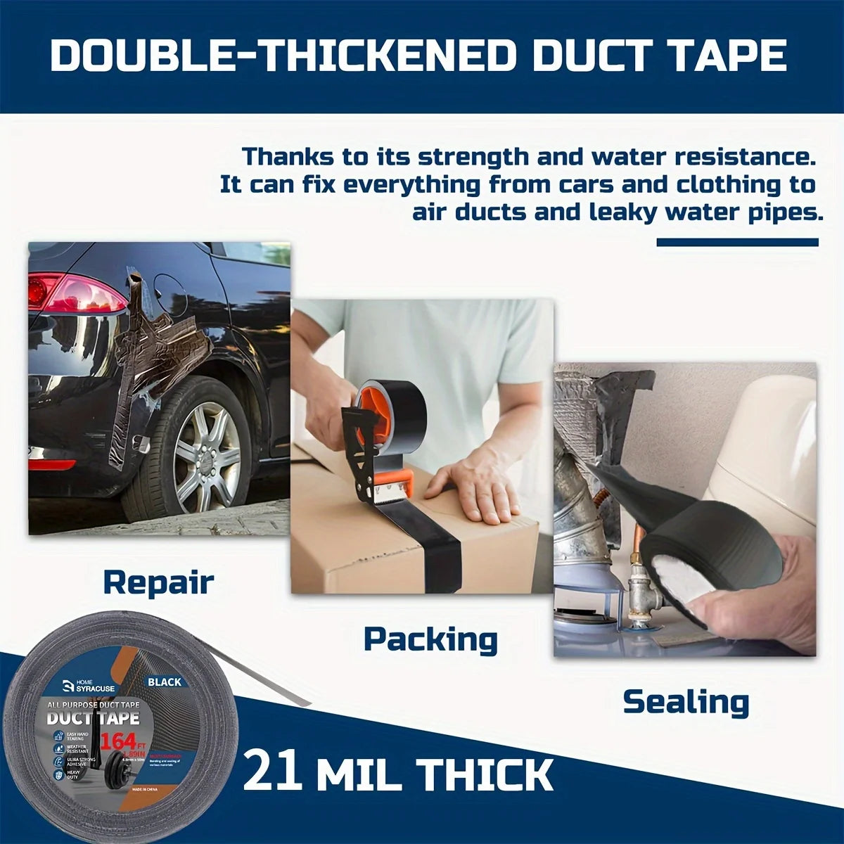 50M Fabric Duct Tape Waterproof Adhesive Repair for E-Bike Tent Tarpaulin