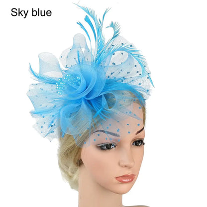 Flowers Feather Mesh Headwear Hat Party Accessory 1pc 27cm Multi Colour