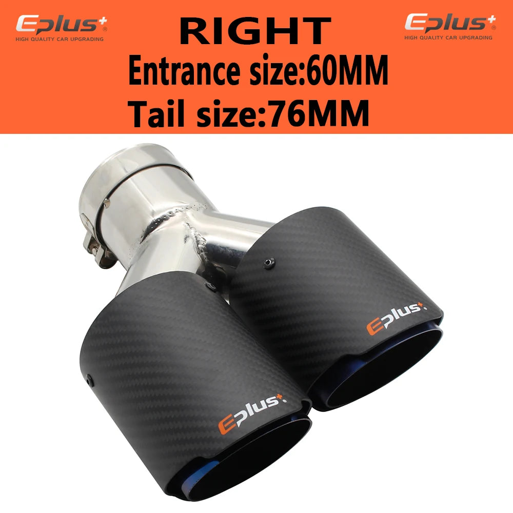 EPLUS Car Carbon Fiber Matte Muffler Tip Y Shape Double Exit Exhaust Pipe Mufflers Nozzle Decoration Universal Stainless Blue-EXPROTAS