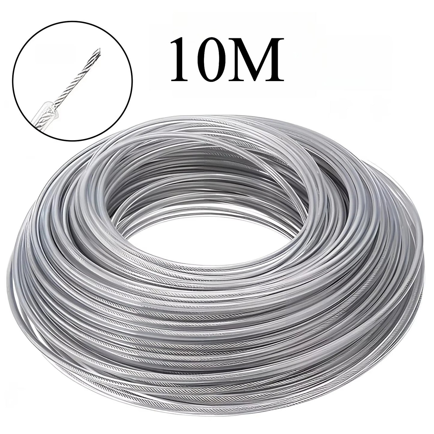 Grass Cutting Rope 15M Steel Wire Trimmer Line Nylon Garden Strimmer