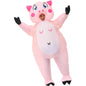 Inflatable Costume Pink Pig Fancy Dress for Adults Halloween Cosplay Jumpsuit