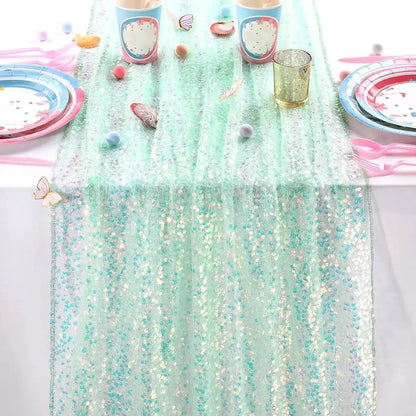 Iridescent Glitter Sequin Table Runner Wedding Baby Shower Party Decor