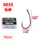 50pcs Barbed Fish Hooks Stainless Steel Fishing Hooks with Eye 8035