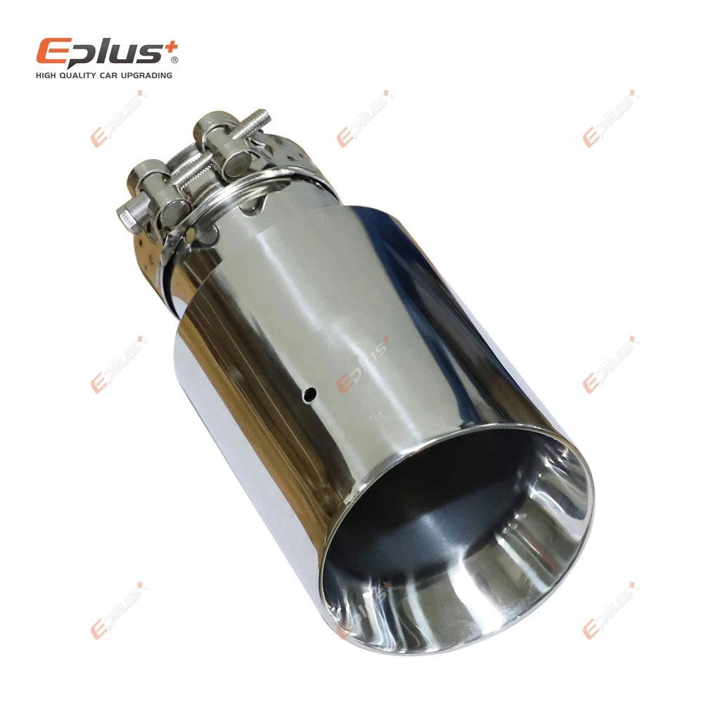 Car Stainless Steel Silver Muffler Tip Universal Exhaust Pipe Mufflers bilayer Nozzle bilayer Decoration Bevel End-EXPROTAS