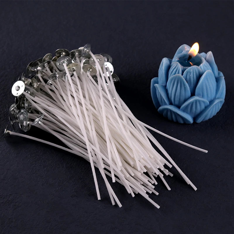 Candle Wicks Pre Waxed with Sustainers Long Tabbed for Craft Making 100pcs