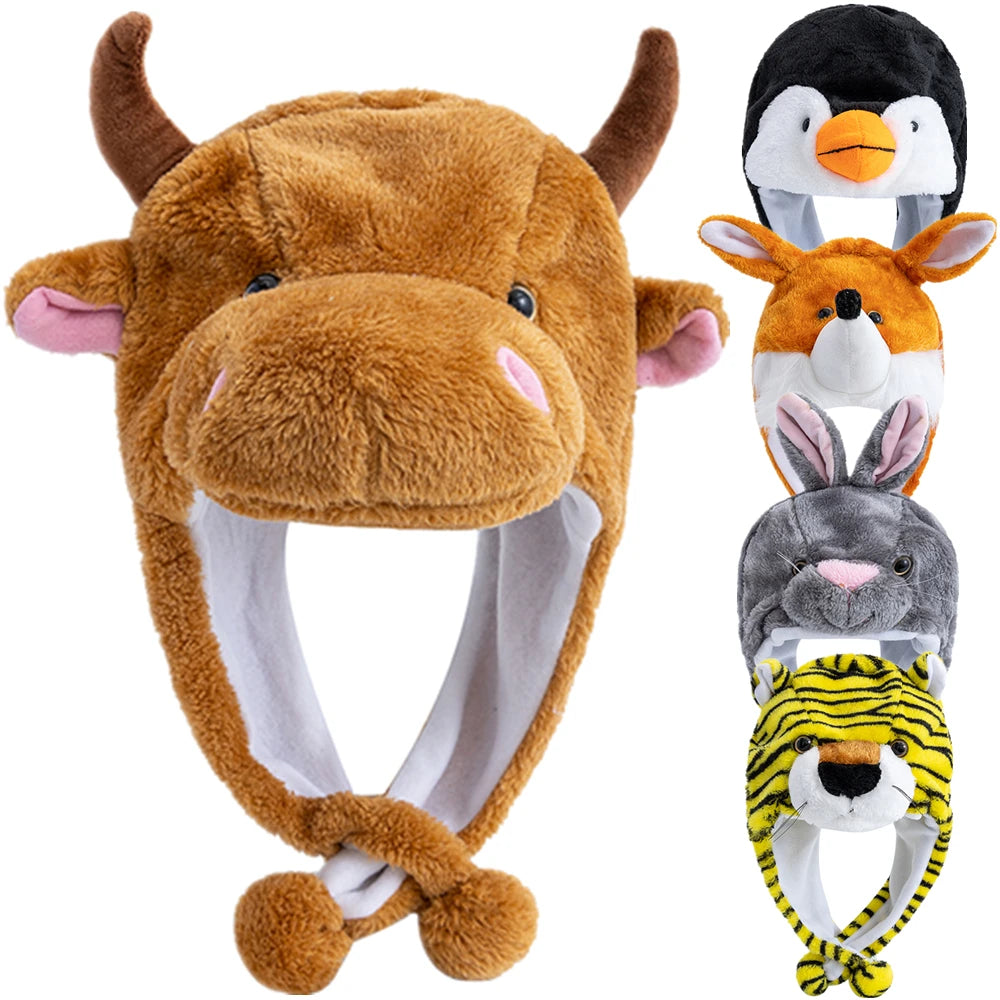Unisex Funny Bulls Head 3D Animal Decorative Hat Winter Cap for Adults