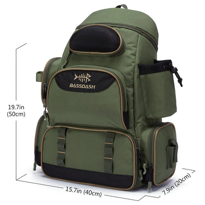 Bassdash Fishing Bag Tackle Backpack Lightweight Tactical Tackle Box Multifunctional-EXPROTAS