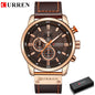 Curren Mens Watch Waterproof Quartz Chronograph Leather Strap 8291