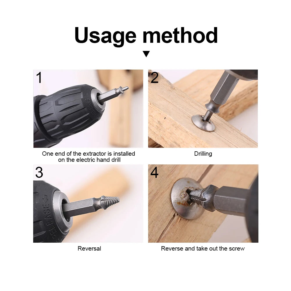6pcs Screw Extractor Drill Damaged Bolt Remover Easy Out Bits Set
