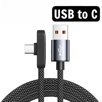 USB Type Cable 100W Fast Charging 90 Degree Right Angle Data Lead