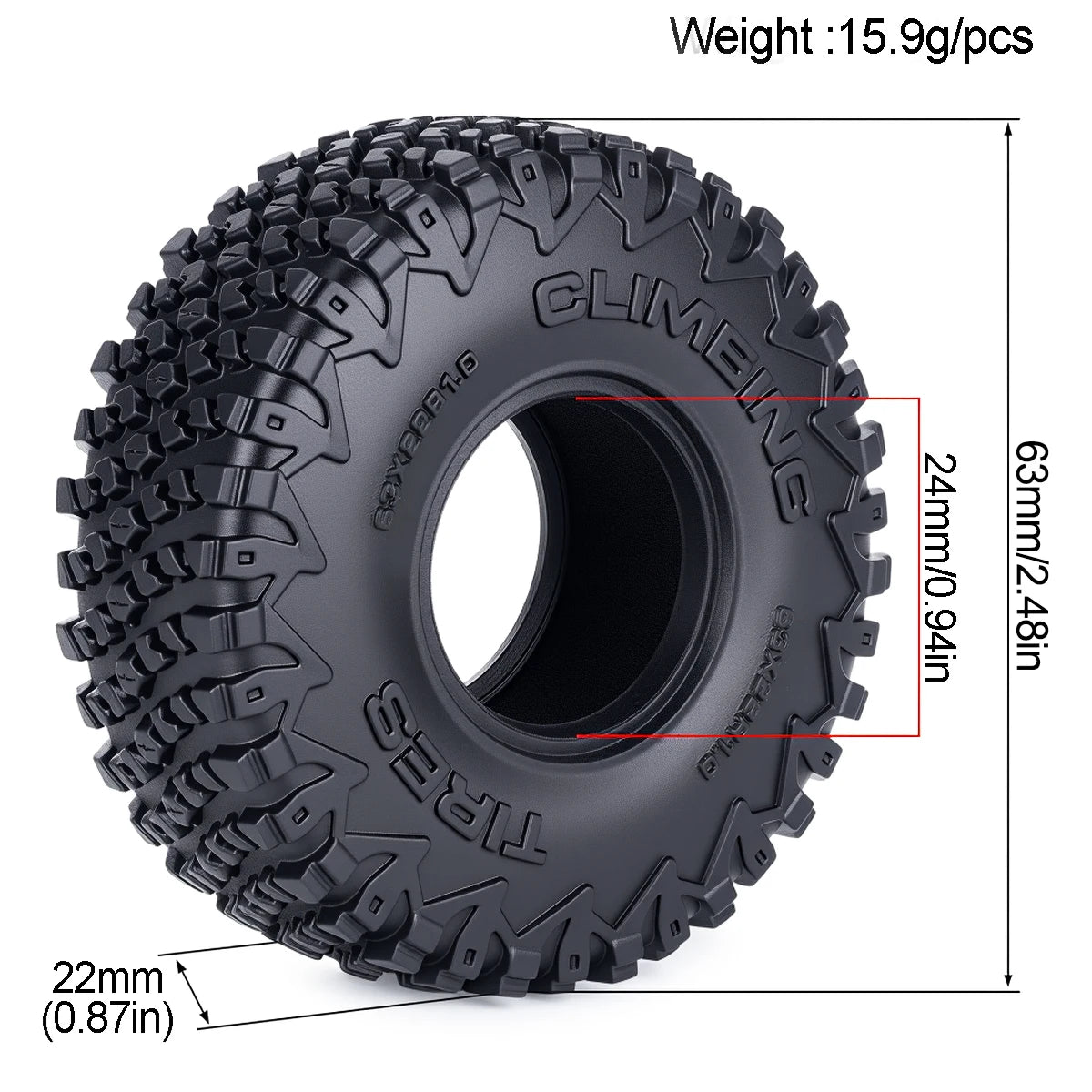 1.0in Sticky Soft RC Crawler Tyres 1/24 1/18 SCX24 FCX24 FCX18 TRX4M
