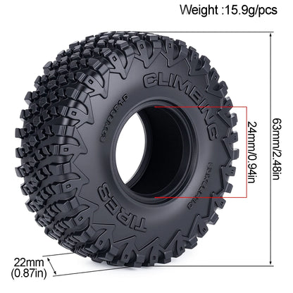 1.0in Sticky Soft RC Crawler Tyres 1/24 1/18 SCX24 FCX24 FCX18 TRX4M