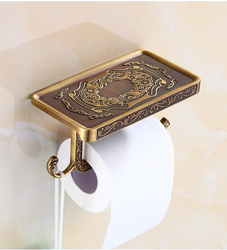 Toilet Paper Holder Wall Mounted Vintage Classic Bathroom Antique Brass Roll Tissue Box Bathroom Accessories-EXPROTAS