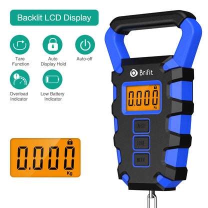 50Kg Digital Hanging Scale w/ Hook & Ruler Portable Luggage Fish Weigh