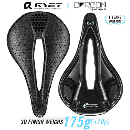 RYET 3D Carbon Saddle | 145/155mm MTB Triathlon Seat Lightweight 130g Oval