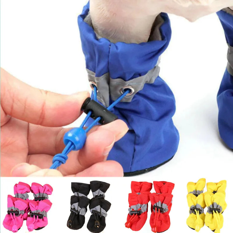 4Pcs Waterproof Pet Dog Shoes Anti-Slip Rain Boots for Small Dogs