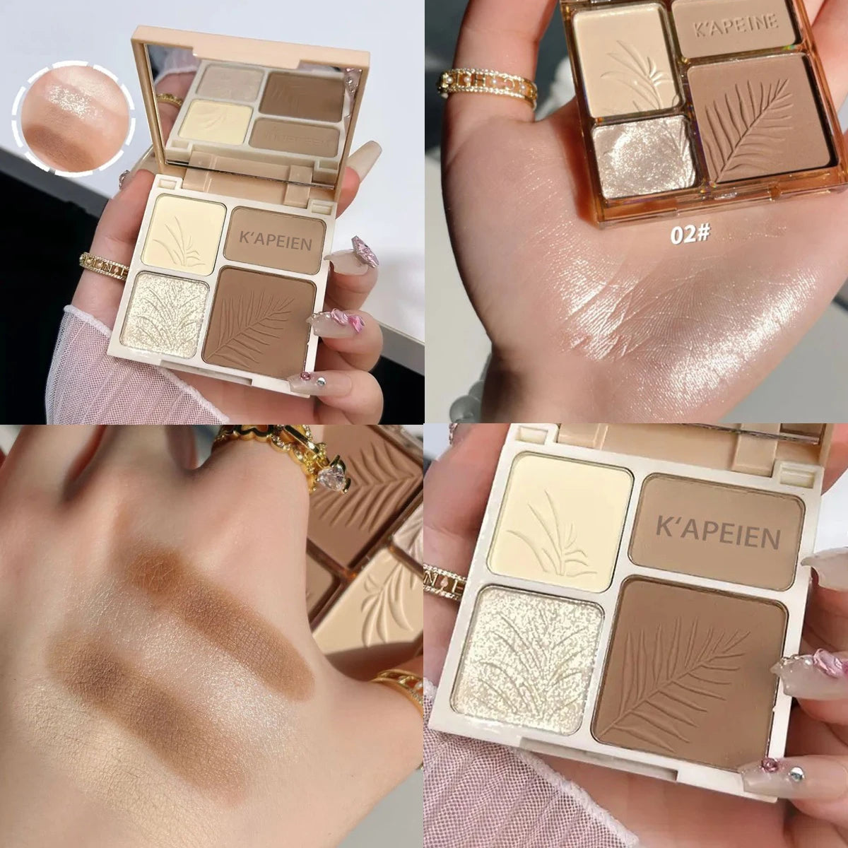 Highlighter Contour Bronzer Palette Makeup 4 Colors Matte Powder Face