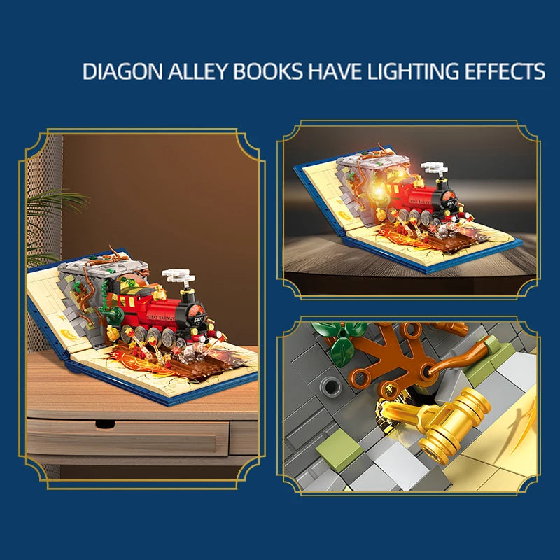 889pcs Magic Train Book Building Blocks MOC Creative DIY Bricks Model Toy Gift