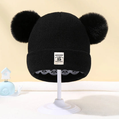 Knit Beanie Hat for Kids Warm Pom Winter Knitted Cap Boys Girls