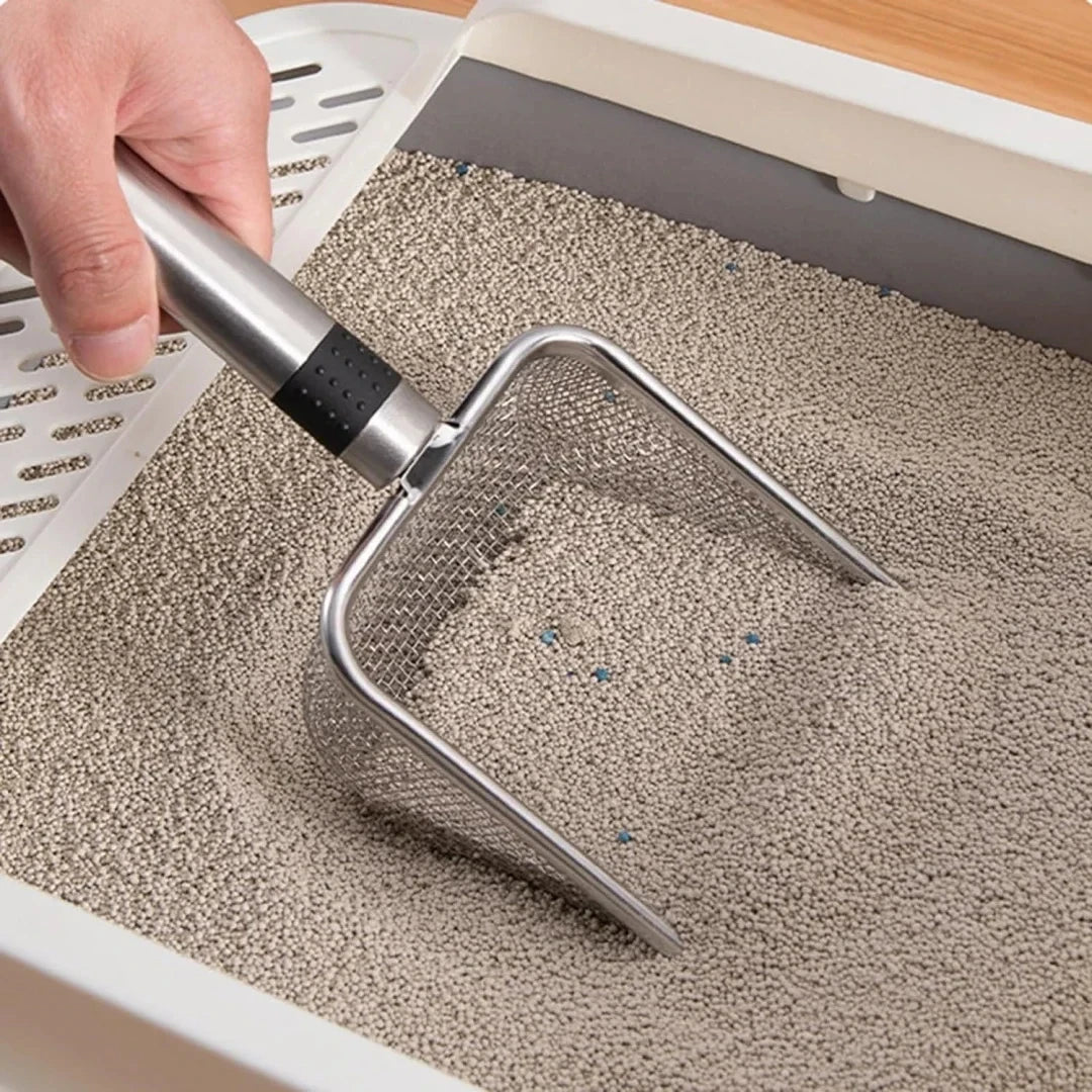 Stainless Steel Cat Litter Scoop Ergonomic Easy Clean Long Handle Pet Tool