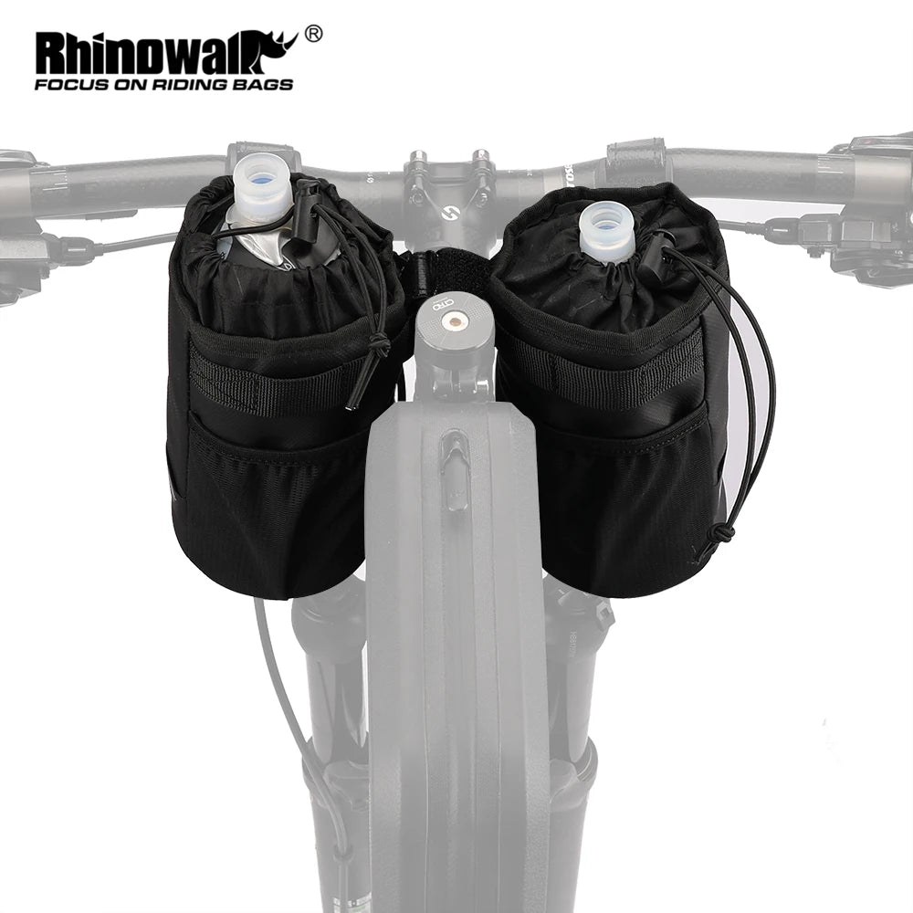 Bicycle Water Bottle Carrier Rhinowalk Insulated Pouch 2pcs for MTB Handlebar Frame Bag