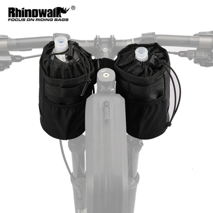 Bicycle Water Bottle Carrier Rhinowalk Insulated Pouch 2pcs for MTB Handlebar Frame Bag