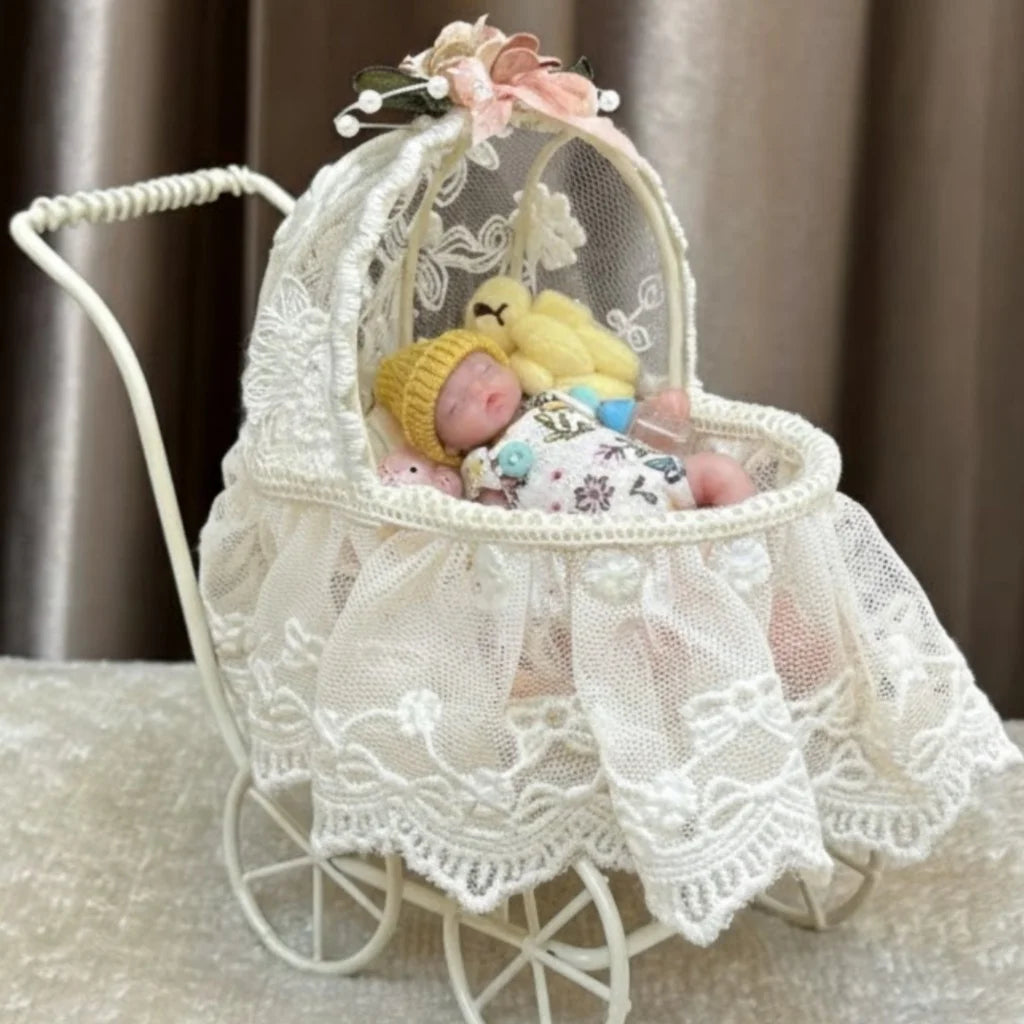 AnjoDoll 3 Inch Mini Silicone Reborn Girl Doll Painted Skin Washable Body