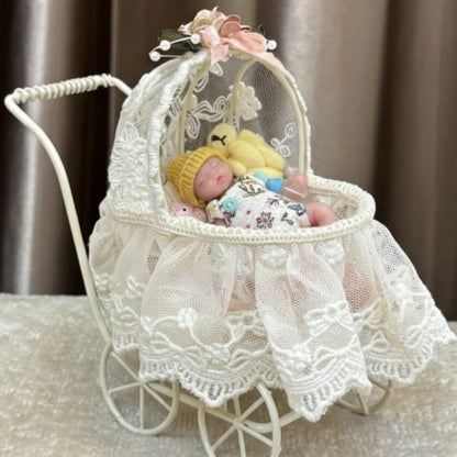 AnjoDoll 3 Inch Mini Silicone Reborn Girl Doll Painted Skin Washable Body