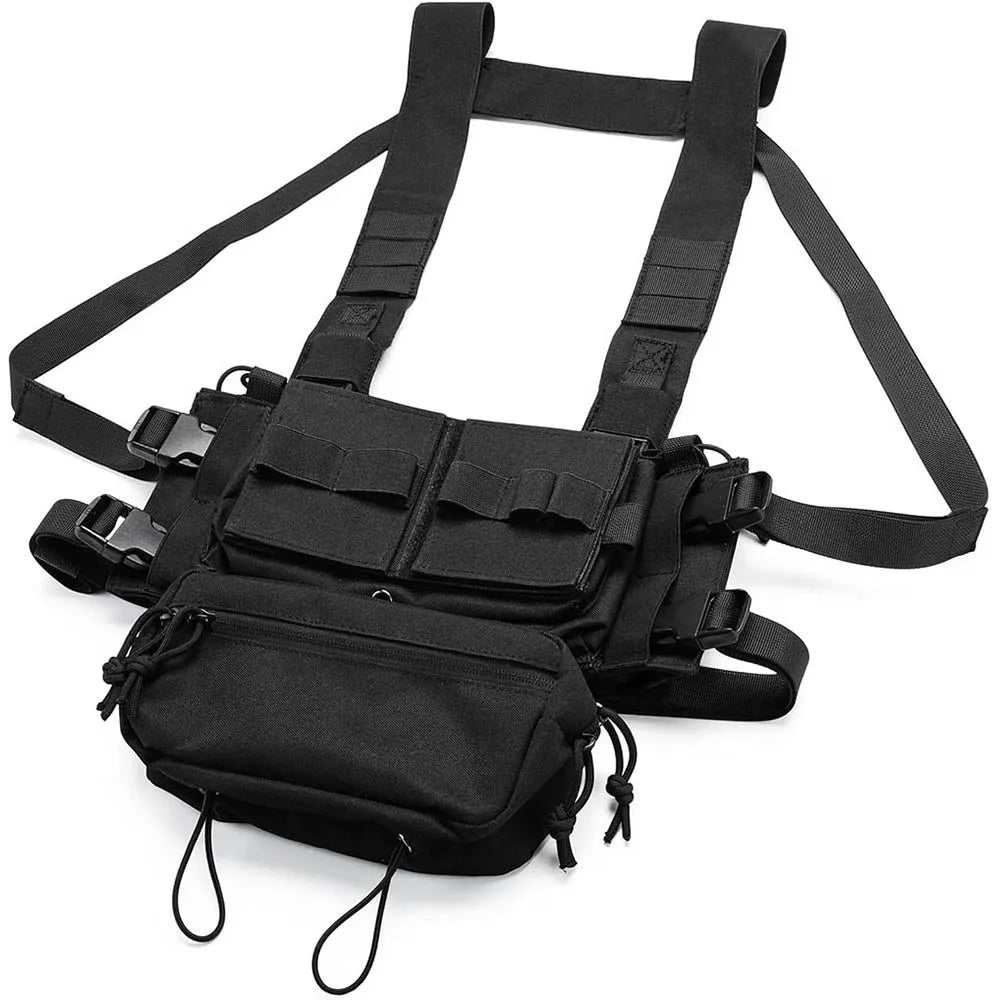 MOLLE Chest Rig Dangler Pouch Camo Vest Tactical Hunting Airsoft Training Bag