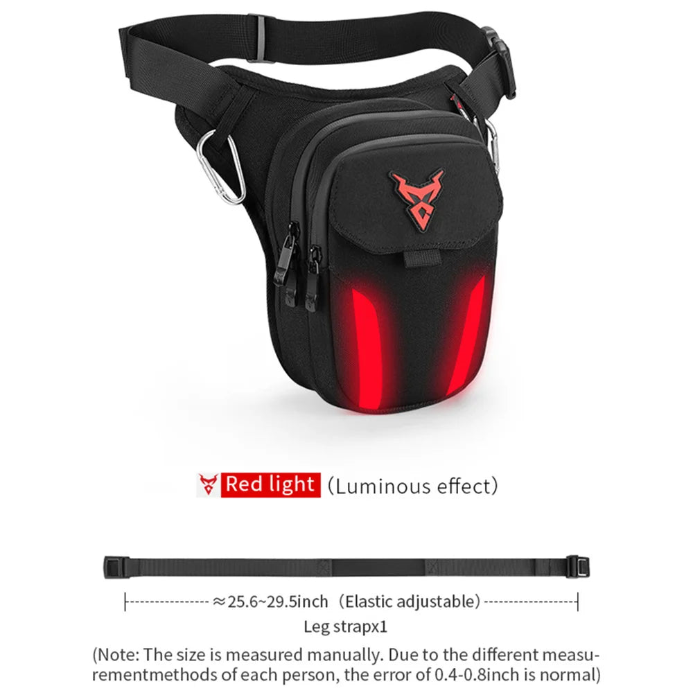 LED Red Light Motorcycle Leg Bag Thigh Belt Hip Bum Waterproof Ride Cycling Biker Waist Bag Fanny Pack Moto Travel Hiking Pocket-EXPROTAS