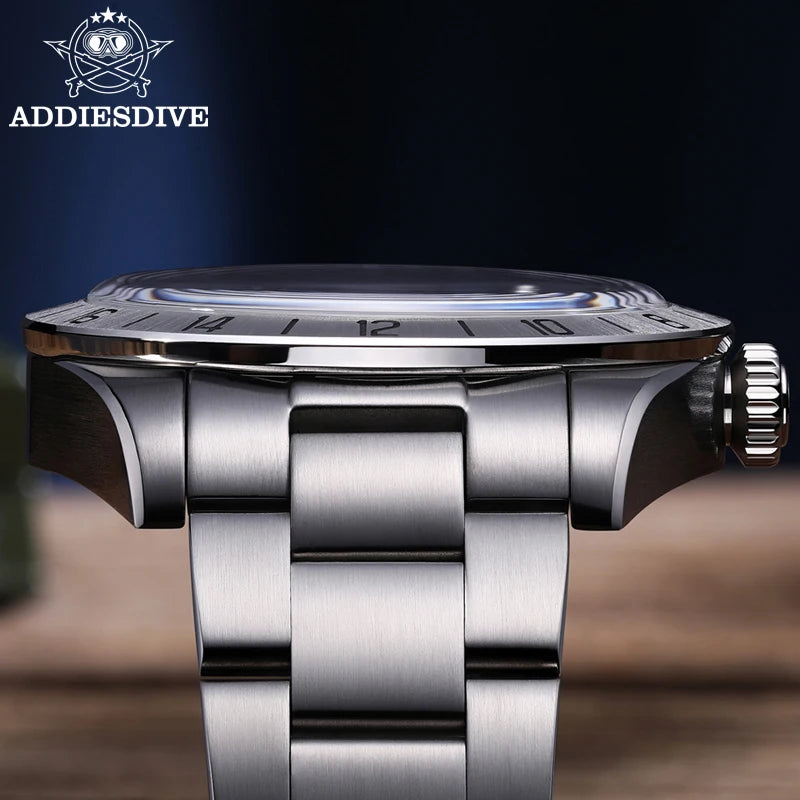 Addiesdive 39mm Bubble Mirror GMT Quartz Watch 20Bar Waterproof for Men