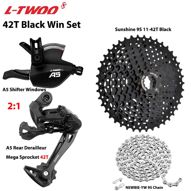 LTWOO A5 1x9 MTB Groupset Kit Shifter + Rear Derailleur + SUNSHINE Cassette 36-50T + Chain - EXPROTAS