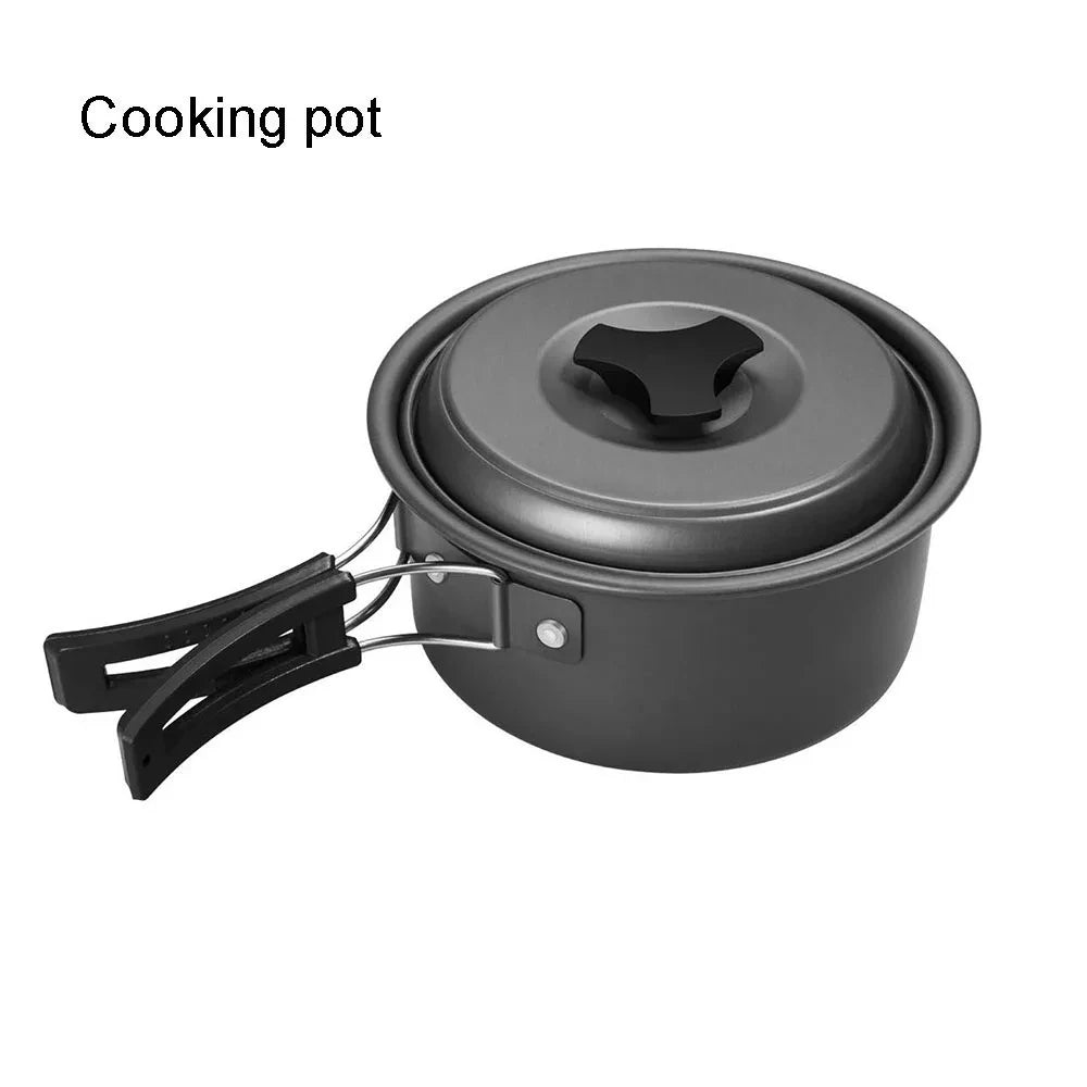 Outdoor Camping Cookware Portable Non Stick Cooking Pot Pan Bowl Hiking Picnic