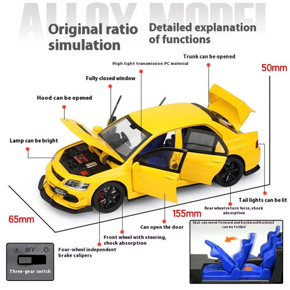 1:32 Mitsubishi Lancer Evolution Diecast Car Model Sound Light Metal Alloy