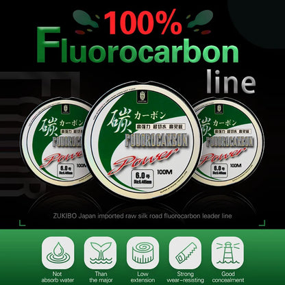 Fluorocarbon Fishing Line 50M 100M Monofilament Carp Leaders Sinking Coated
