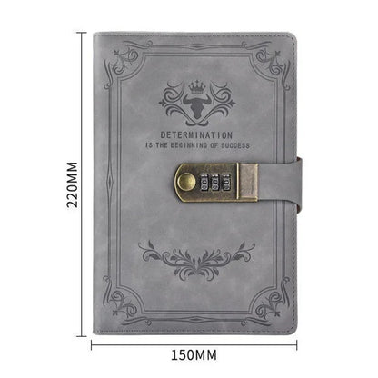 A5 Retro Password Book with Lock 200 Pages Diary Notepad Journal Ledger