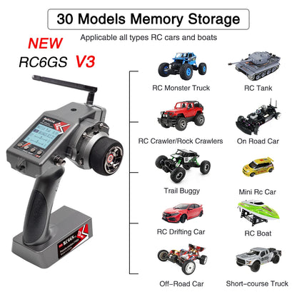 Radiolink RC6GS V3 2.4G 7 Channel Radio Transmitter with R7FG Receiver Gyro Telemetry Included Remote Controller for RC Car Boat-EXPROTAS