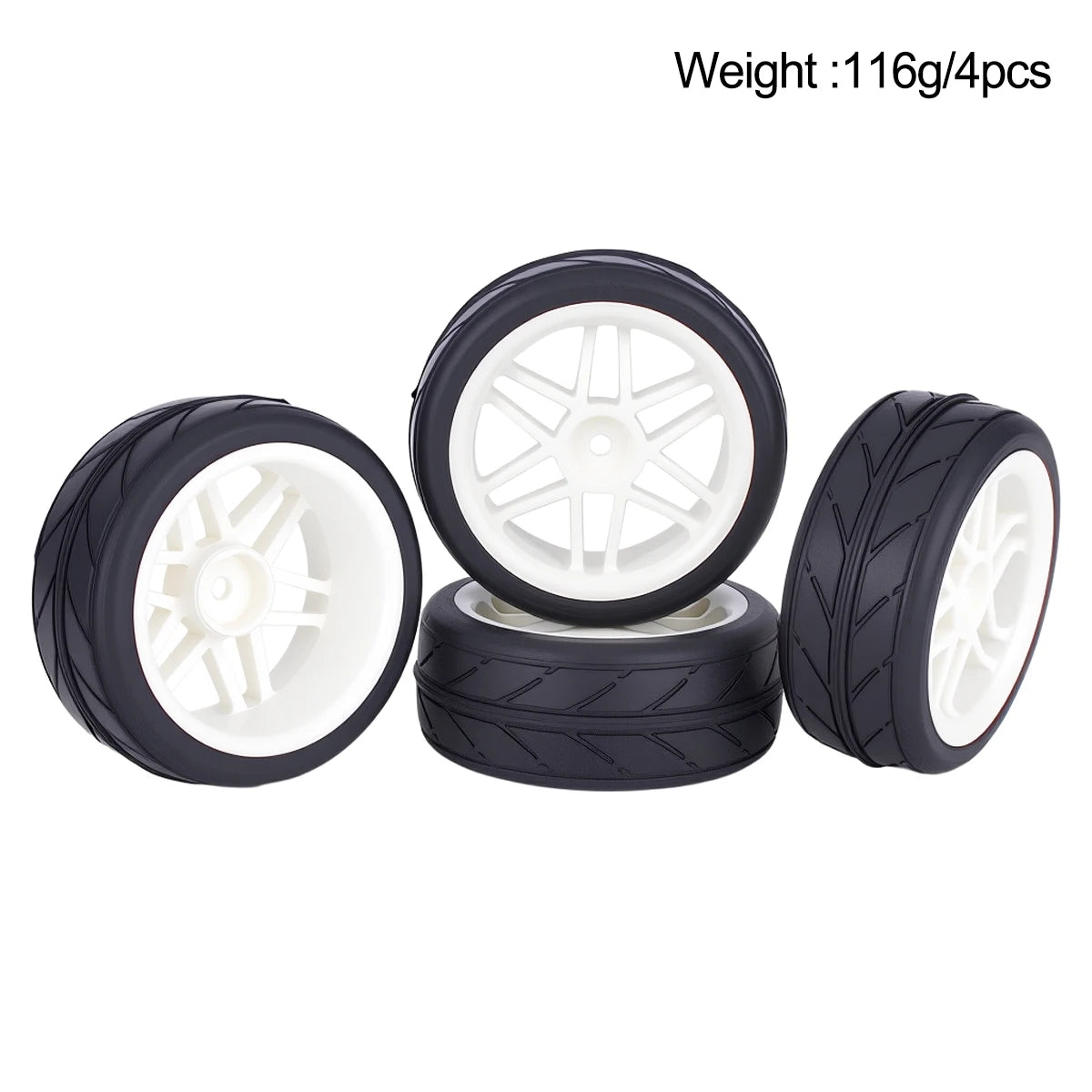4PCS Pre-Glued RC Wheels Tyres 65x26mm 12mm Hex for TT01 TT02 XV01