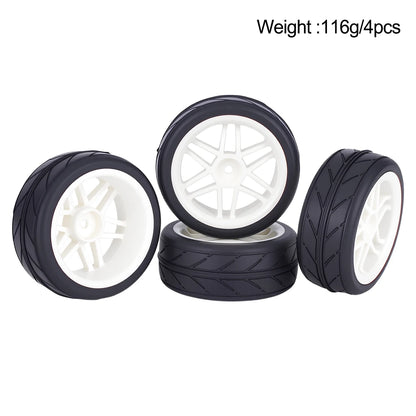 4PCS Pre-Glued RC Wheels Tyres 65x26mm 12mm Hex for TT01 TT02 XV01