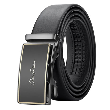OYIFAN Leather Belt Men Automatic Buckle Ratchet Sliding Dress Black Belts