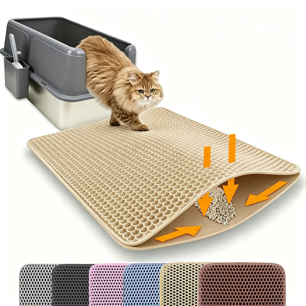 Cat Litter Mat Non-Slip Double Layer Big Box Filter Mat for Pets