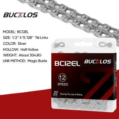 BUCKLOS 8-12 Speed Bike Chain MTB Road Bicycle Chain 116L Shimano SRAM