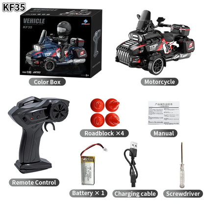 LED Lights RC Motorcycle 3.7V Remote Control Car for Kids 30M Range
