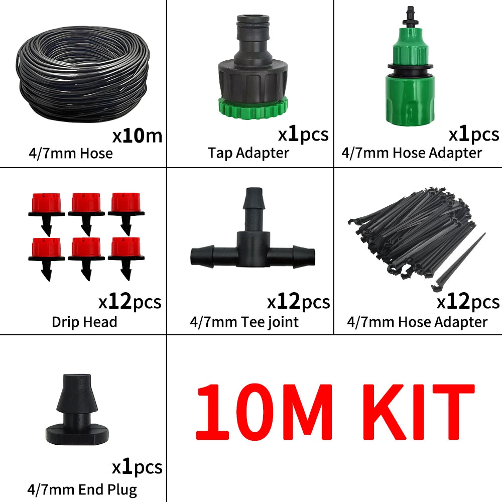 20M Garden Watering Hose Drip Irrigation System Automatic Adjustable Drippers