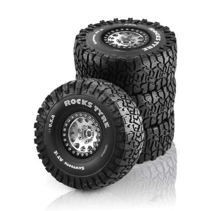 4PCS 1.9 Inch Beadlock Wheel Rims & Rubber Tire for 1/10 RC Rock Crawler Axial SCX10 RR10 AX10 Wraith 90048 90018 KM2-EXPROTAS