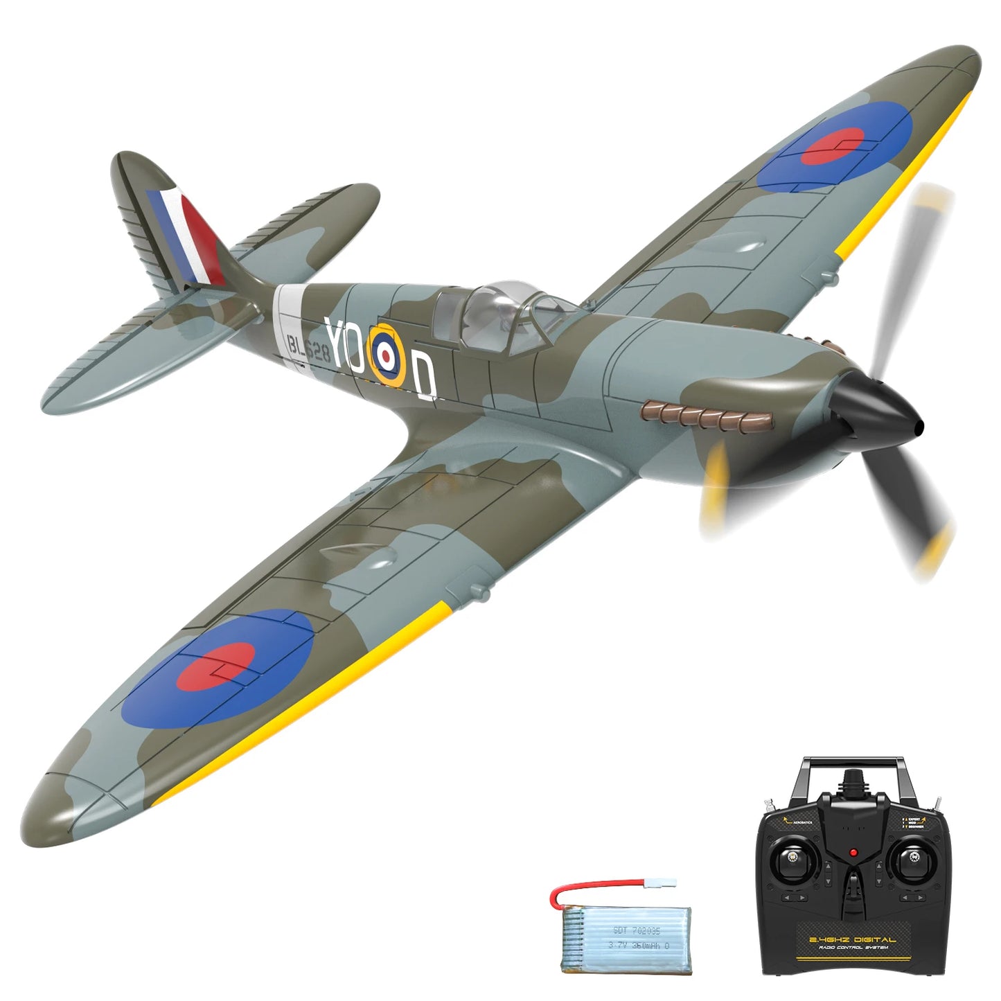 Volantex Spitfire RC Plane, EPP 400mm Wingspan 4CH 2.4G RTF Aerobatic Fighter
