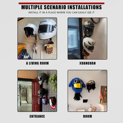 180° Rotating Wall Mounted Helmet Rack for Motorcycle Bicycle Gear Storage