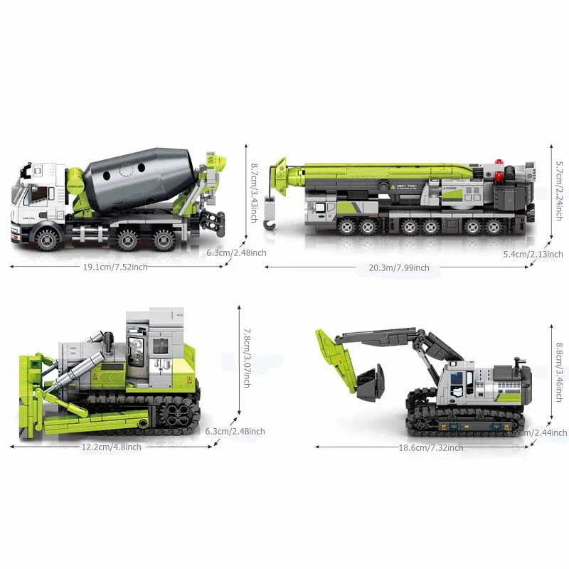 SEMBO Engineering Vehicle Building Blocks MOC Excavator Mixer Truck DIY Model Toy Gift