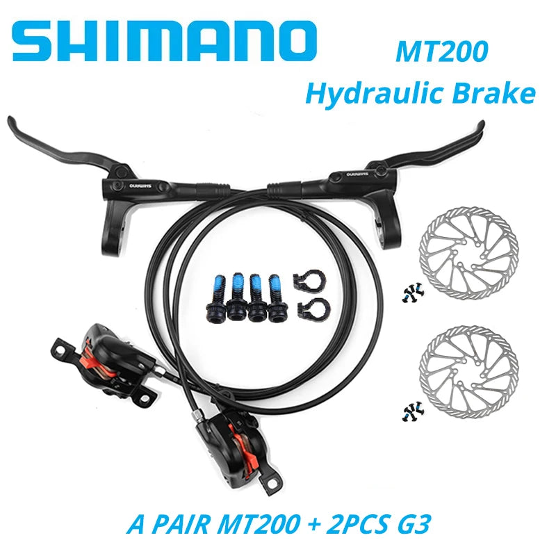 Shimano MT200 Hydraulic Disc Brake Set Front Left + Rear Right 145cm Hose