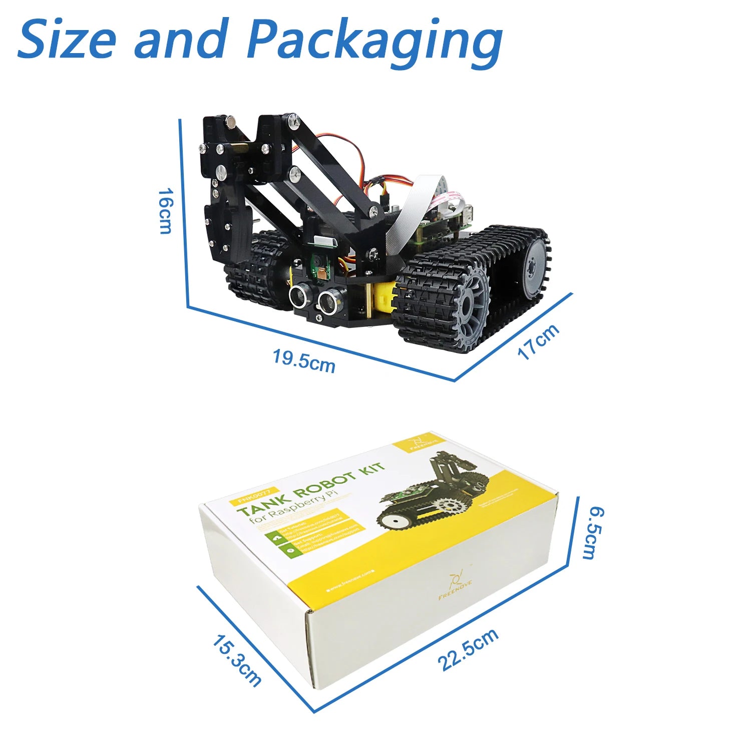 Freenove Tank Robot Kit for Raspberry Pi 4 B 3 B+ B A+, Crawler Chassis, Grab Objects, Ball Tracing, Line Tracking, App Control-EXPROTAS